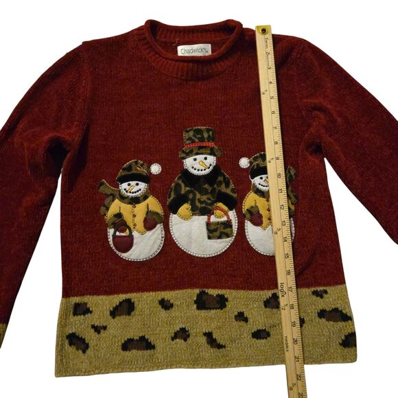 VTG Chadwick's Small 100% Acrylic Holiday Chenille Leopard Ugly Snowman - Picture 6 of 7